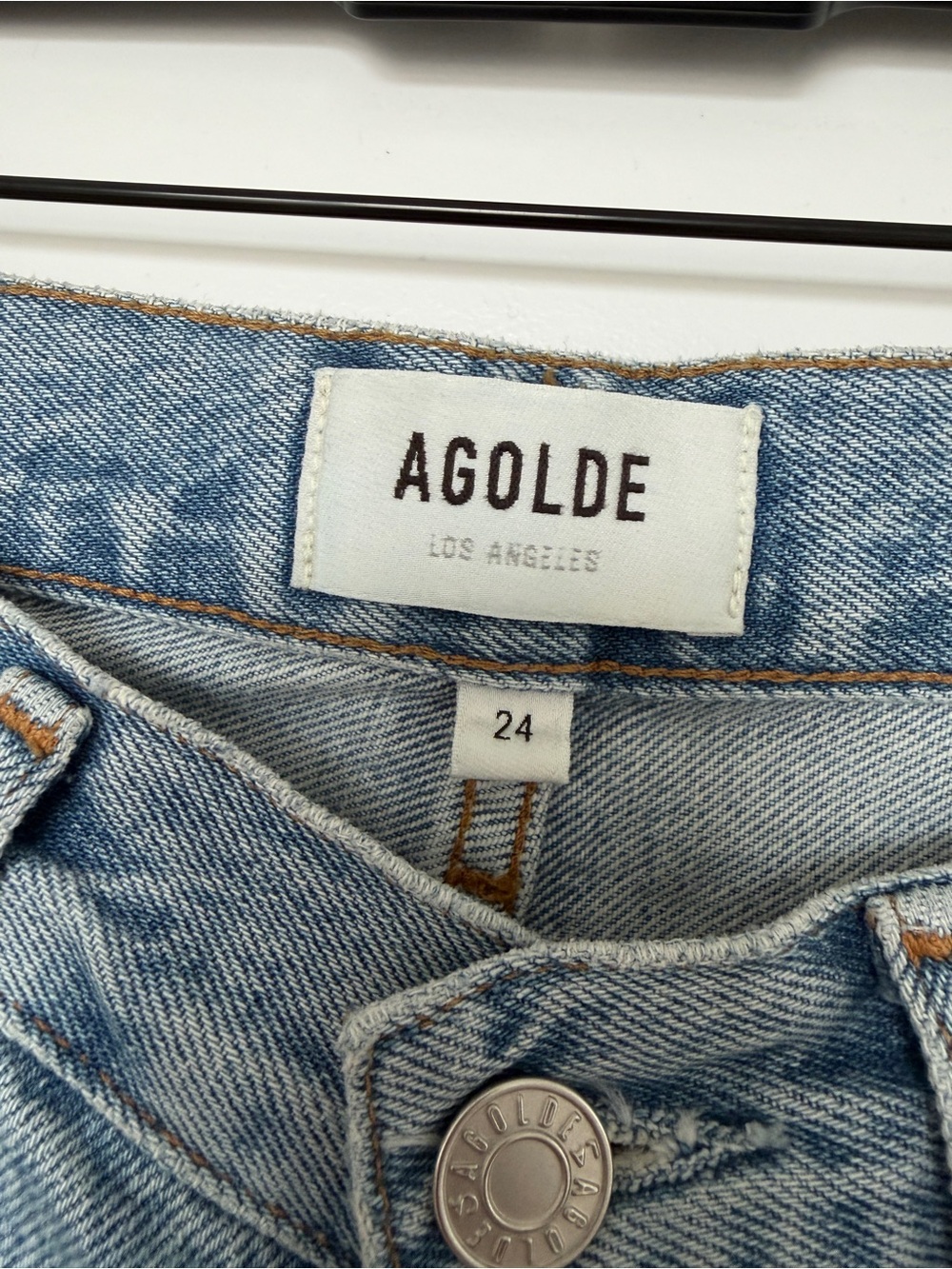 Agolde Light Wash Straight Leg Jeans - Picture 5 of 7